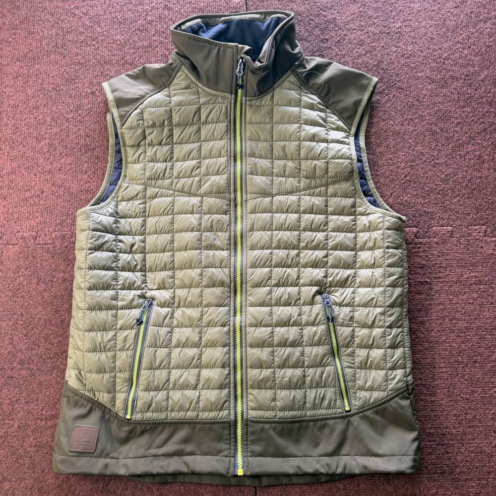 Little Donkey Andy Olive Green Quilted Hybrid‎ Puffer Vest Large Hiking Outdoor
